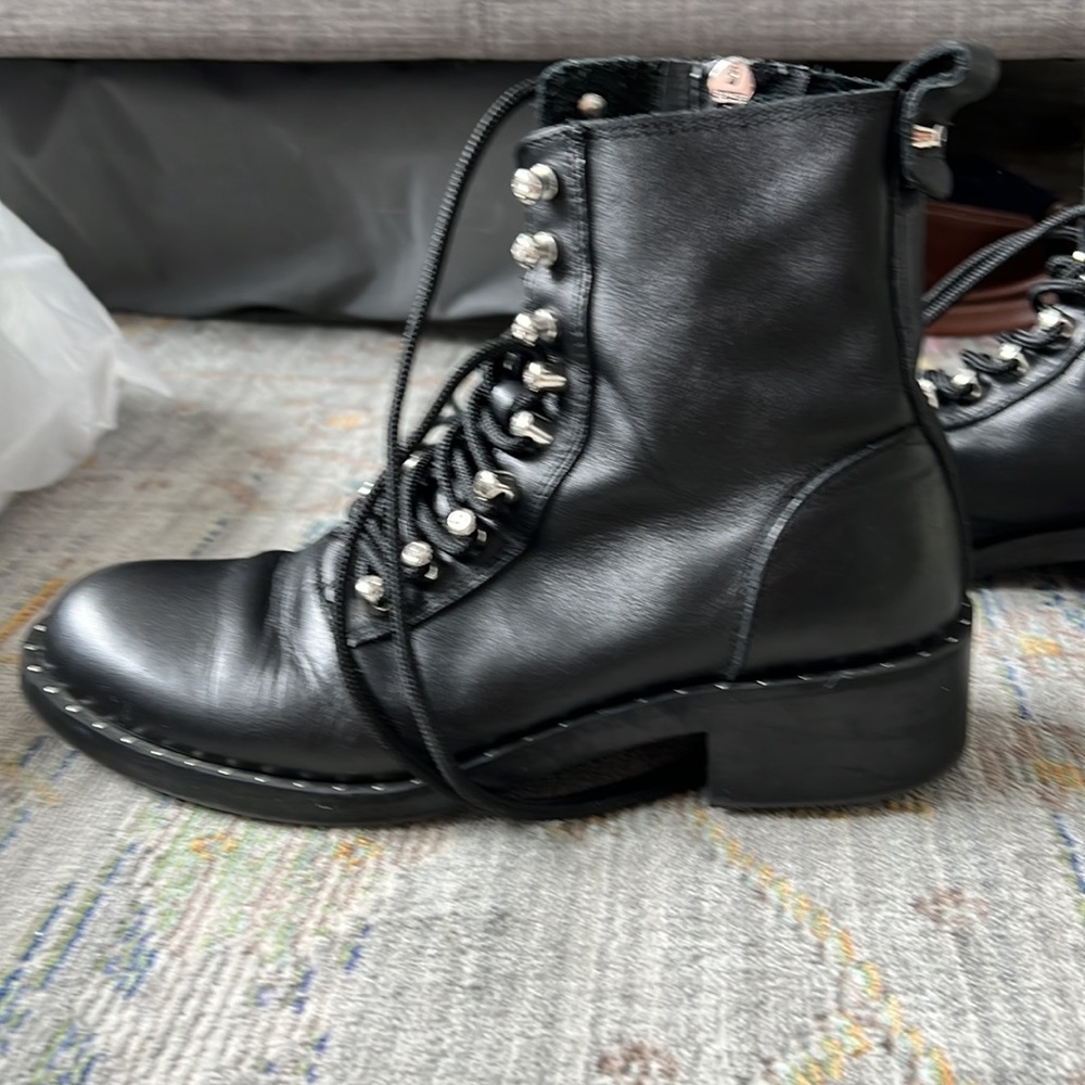ZARA Leather Moto Ankle Boots w/ Studs – Size 6.5 (EU 37) - Picture 9 of 13